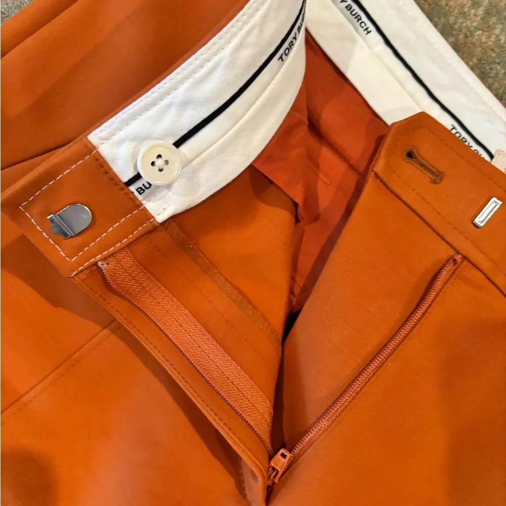 Tory Burch Orange Tailored Ankle Pants Size 4 Slim Leg Cropped Career
